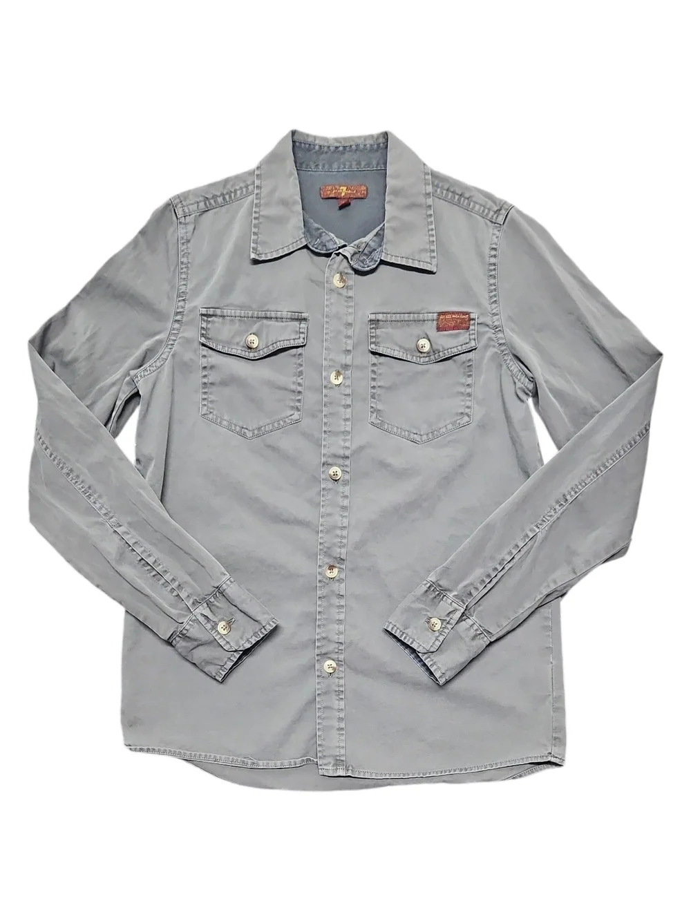 7 For All Mankind Kids Gray Button-Up Shirt Long Sleeve Size Medium